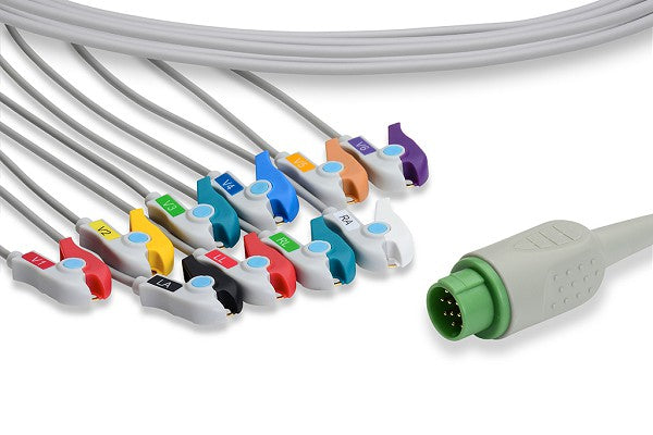 KD-21099P0 Fukuda Denshi Compatible Direct-Connect EKG Cable. 10 Leads Pinch/Grabber 300 cm