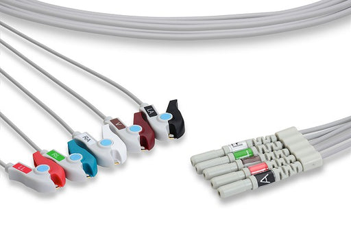 L5-90P0 DIN Style Compatible ECG Leadwire. 5 Leads Pinch/Grabber