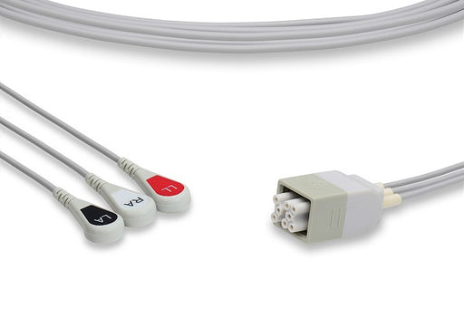 LAP3-90S0 GE Healthcare - Marquette Compatible ECG Telemetry Leadwire. 3 Leads Snap