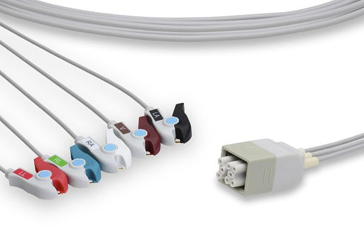 LAP5-90P0 GE Healthcare - Marquette Compatible ECG Telemetry Leadwire. 5 Leads Pinch/Grabber
