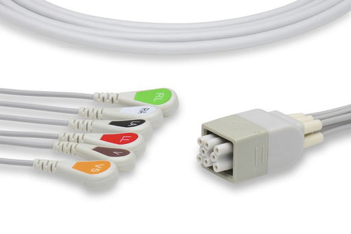 LAP6-90S0 GE Healthcare - Marquette Compatible ECG Telemetry Leadwire. 6 Leads Snap
