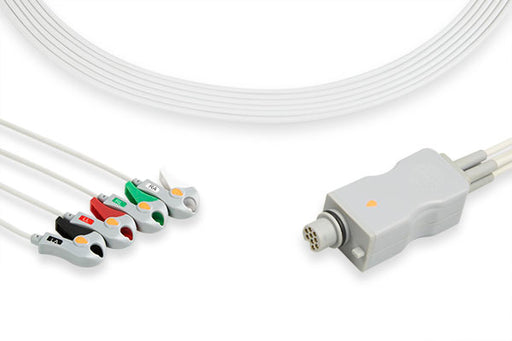 LFD4-90P0 Fukuda Denshi Compatible ECG Telemetry Leadwire. 4 Leads Pinch/Grabber