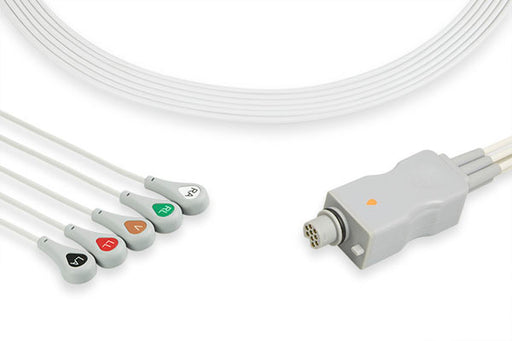 LFD5-90S0 Fukuda Denshi Compatible ECG Telemetry Leadwire. 5 Leads Snap