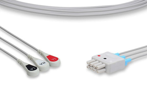 LKB3-90S0 Nihon Kohden Compatible ECG Leadwire. 3 Leads Snap