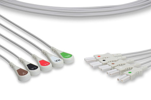 LLB5-90S0 Spacelabs Compatible ECG Leadwire. 5 Leads Snap