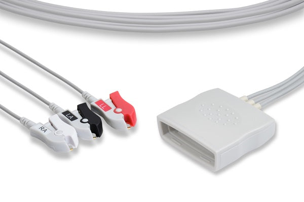 LPT3-90P0 Philips Compatible ECG Telemetry Leadwire. 3 Leads Pinch/Grabber