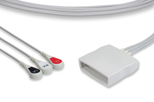 LPT3-90S0 Philips Compatible ECG Telemetry Leadwire. 3 Leads Snap