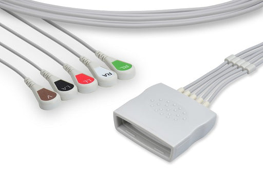 LPT5-90S0 Philips Compatible ECG Telemetry Leadwire. 5 Leads Snap
