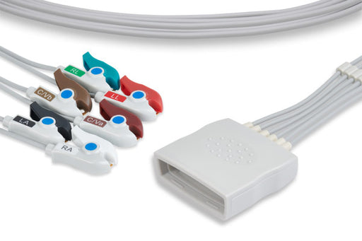 LPT6-90P0 Philips Compatible ECG Telemetry Leadwire. 6 Leads Pinch/Grabber