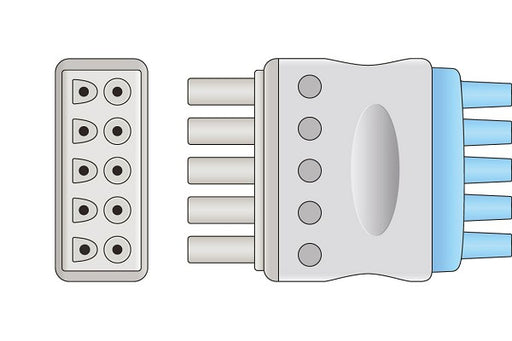 LSL5-90P0 Spacelabs Compatible ECG Leadwire. 5 Leads Pinch/Grabber