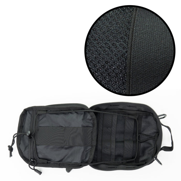 LINE2design MOLLE Pouch, Emergency Medical, Trauma Bag, Gunshot Bag for First Aid (IFAK), Utility Pouch, includes USA Patch - Black - LINE2design 56525-BK