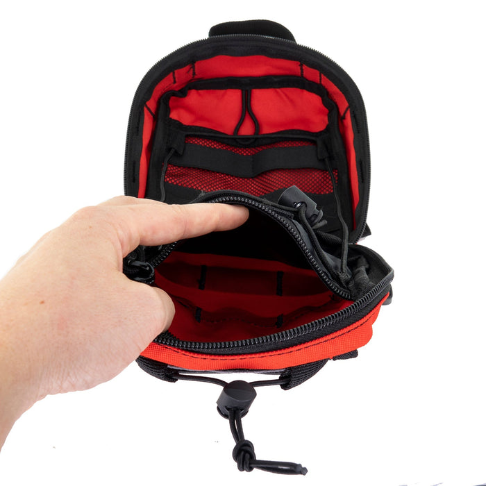 LINE2design MOLLE Pouch, Emergency Medical, Trauma Bag, Gunshot Trauma for First Aid (IFAK), Utility Pouch, includes USA Patch - Red - LINE2design 56525-R