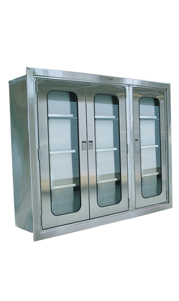 O.R. Cabinet, Double Door, Sloped Top, Five Solid Shelves, 35-3/8"W X 18"D X 96"H, Freestanding. - Pedigo P-8275