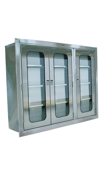 O.R. Cabinet, Single Door, Flat Top, Four Shelves, 25-3/4"W X 24"D X 72"H, Freestanding. - Pedigo P-8120