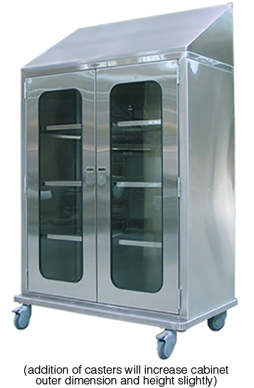 O.R. Cabinet, Double Door, Sloped Top, Five Solid Shelves, 35-3/8"W X 18"D X 96"H, Freestanding. - Pedigo P-8275