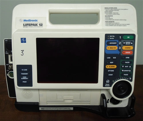 Physio Control LIFEPAK 12 Defibrillator Biphasic, 12 Lead ECG, AED, Pacing, Masimo Sp02, NiBP, EtCO2, EL Screen, Printer (Refurbished)