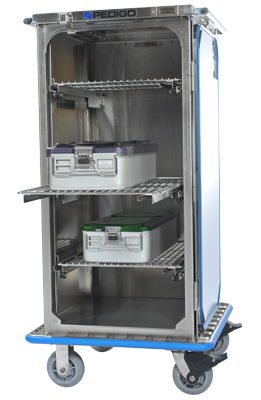 Sealed Surgical Case Cart, Single Door, 28-5/8"W X 28-5/8"D X 57"H Overall Outside Dimensions - Pedigo SCC-233