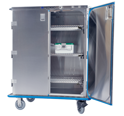 Sealed Surgical Case Cart, Double Door. 45-7/8"W X 28-5/8"D X 57"H Overall Outside Dimensions - Pedigo SCC-245