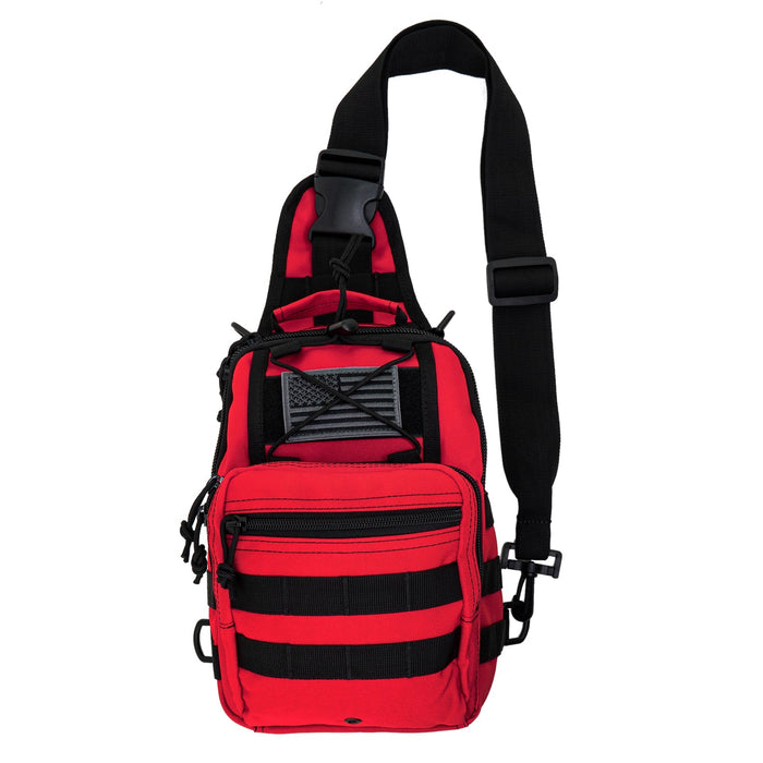 LINE2design Sling Backpack, Bleeding Control Sling Bag, Over The Shoulder Sling Backpack, MOLLE Bag for First Aid Day Pack - Red - LINE2design 56475-R