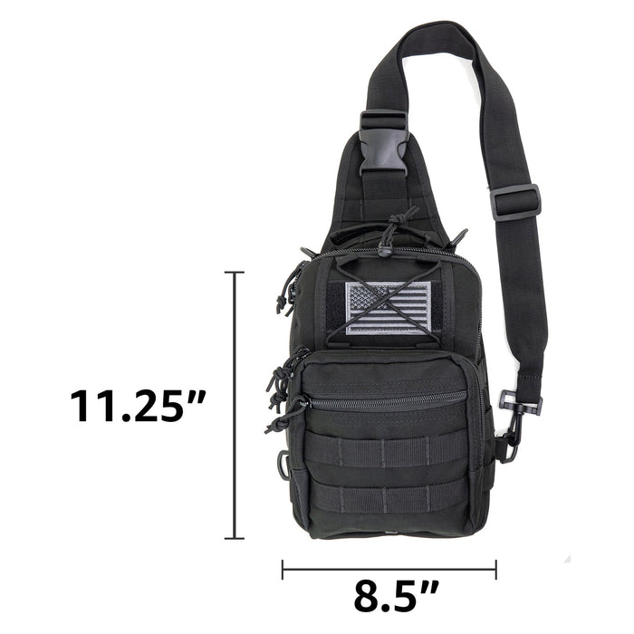 LINE2design Sling Backpack, Bleeding Control Sling Bag, Over The Shoulder Sling Backpack, MOLLE Bag for First Aid Day Pack - Black - LINE2design 56475-BK