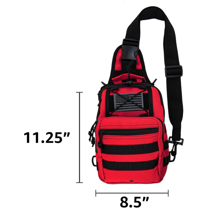 LINE2design Sling Backpack, Bleeding Control Sling Bag, Over The Shoulder Sling Backpack, MOLLE Bag for First Aid Day Pack - Red - LINE2design 56475-R