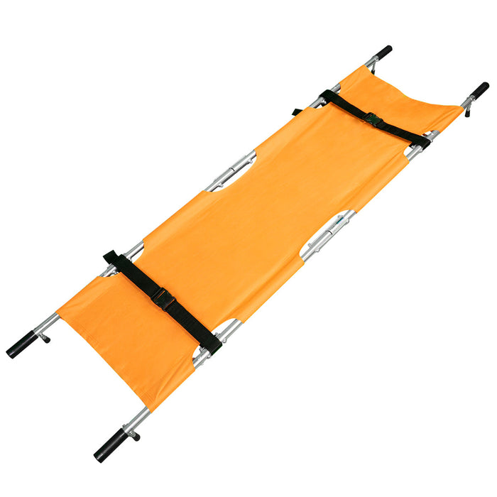 LINE2design EMS Portable Stretcher Emergency Foldaway Medical Flat Four Steel Bars Stretchers with Grip Handles & Zippered Carrying Case - Orange - LINE2design 70039-O