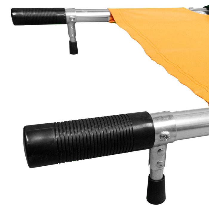 LINE2design EMS Portable Stretcher Emergency Foldaway Medical Flat Four Steel Bars Stretchers with Grip Handles & Zippered Carrying Case - Orange - LINE2design 70039-O