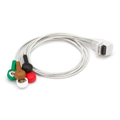 Patient Cable H3+ 5-Wire 2X5 RA Snaps AHA Gray - Welch Allyn 9293-036-62