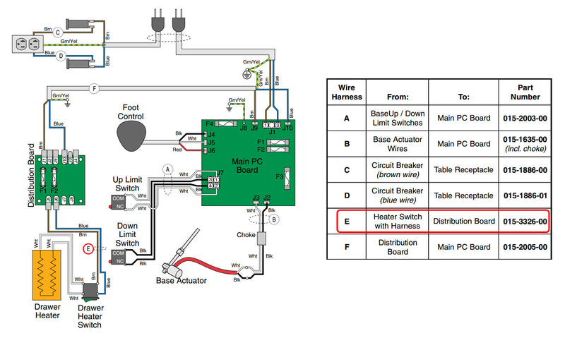 Draawer Heater Harness - Midmark 015-3326-00