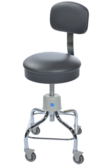 Stool, Round Seat, With Back, Screw Shaft, Tb-133 Approved, Pvc-Free, Columbia Blue - Pedigo T-51-R-CLB