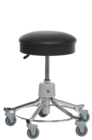 Stool, Round Seat, Gas Cylinder, 5-Caster, Tb-133 Approved, Pvc-Free, Basalt - Pedigo T-536-GS-BST