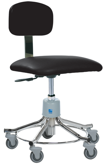 Stool, Square Seat, With Back, Screw Shaft, 5-Caster, Tb-133 Approved, Pvc-Free, Orchard Plum - Pedigo T-551-GS-ORP