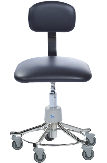 Stool, Square Seat, With Back, Gas Cylinder, 5-Caster, Tb-133 Approved, Pvc-Free, Columbia Blue - Pedigo T-551-RVR