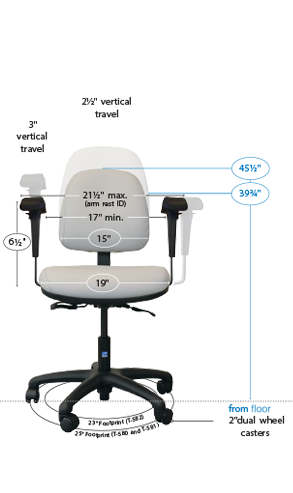 Ergo Task Chair, Glacier. Meets California Tb-117 And Tb-133. Pvc-Free Upholstery. Without Arms, 23"Base. - Pedigo T-582-GLC