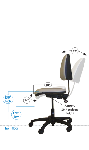 Ergo Task Chair, Glacier. Meets California Tb-117 And Tb-133. Pvc-Free Upholstery. Without Arms, 23"Base. - Pedigo T-582-GLC