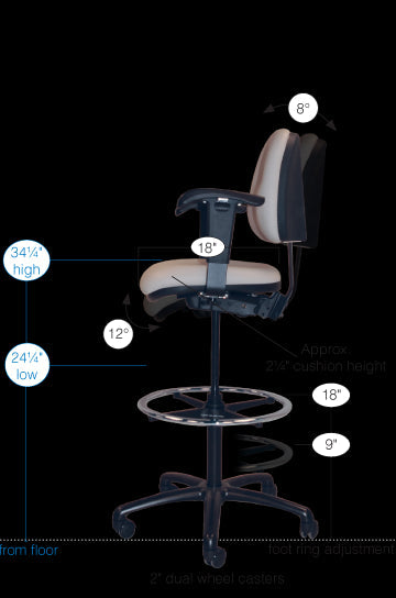Ergo Anesthesia Chair, Columbia Blue, Meets California Tb-117 And Tb-133. Pvc-Free Upholstery - Pedigo T-583-CLB
